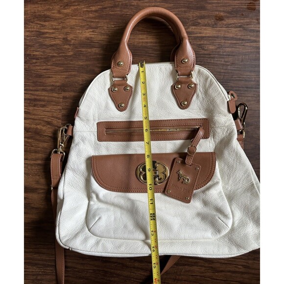 Emma Fox Lily Leather Ivory and Brown Leather Fold Over Crossbody Messenger Bag - Picture 11 of 12